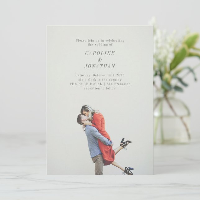 Invitación Moderno Boda Minimalista de fotografía superpuesta (Anverso de pie)