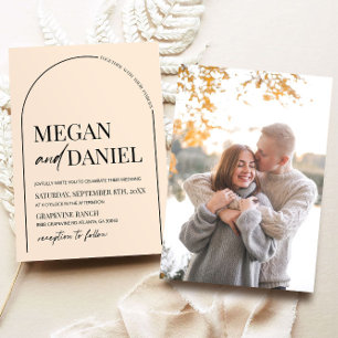 Invitación Moderno Boda Minimalista de imágenes en arco Beige