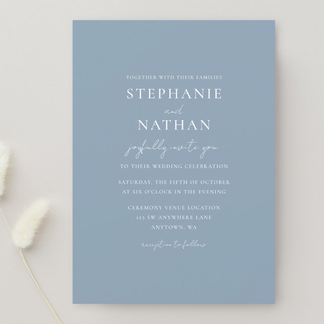 Invitación Moderno Boda Minimalista Dusty Blue (Subido por el creador)