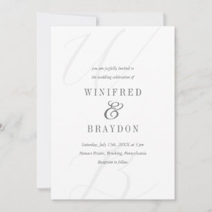 Invitación Moderno Boda Minimalista elegante blanco y gris