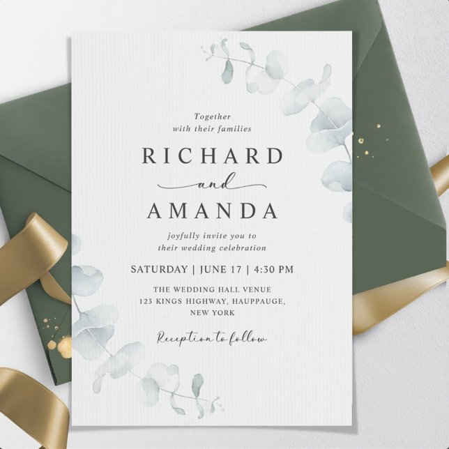 Invitación Moderno Boda Minimalista elegante de la vegetación (Subido por el creador)