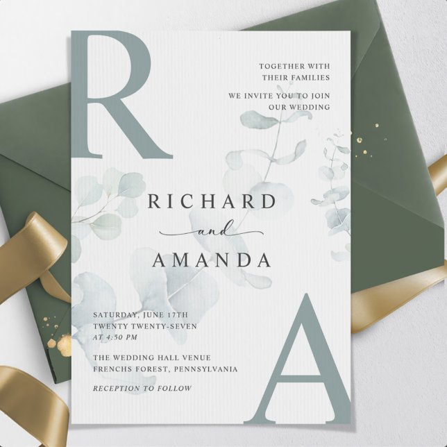 Invitación Moderno Boda Minimalista elegante de la vegetación (Subido por el creador)