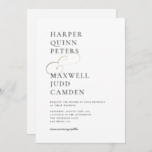 Invitación Moderno Boda Minimalista elegante en blanco y negr