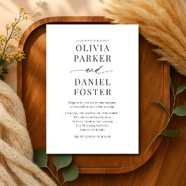 Invitación Moderno Boda Minimalista elegante en blanco y negr