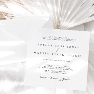 Invitación Moderno Boda Minimalista elegante en blanco y negr