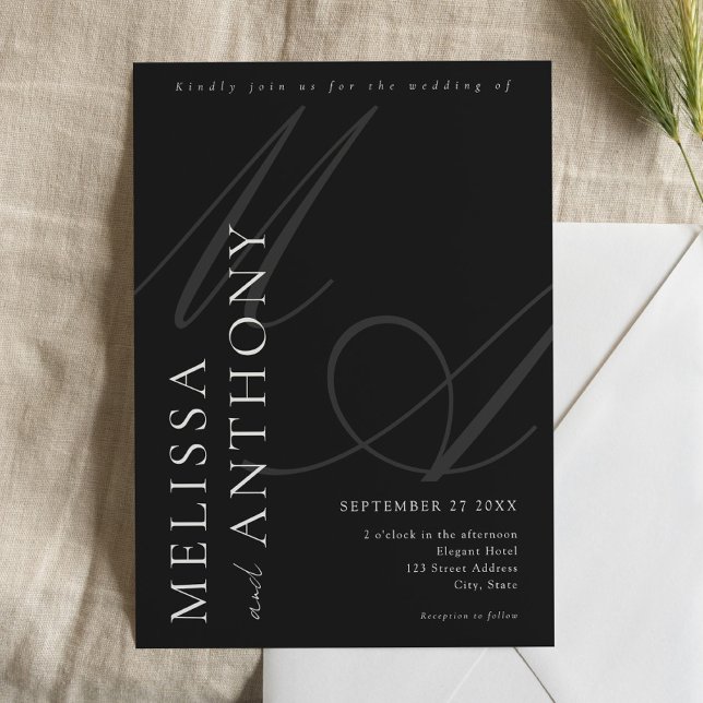Invitación Moderno Boda Minimalista elegante negro y blanco (Subido por el creador)