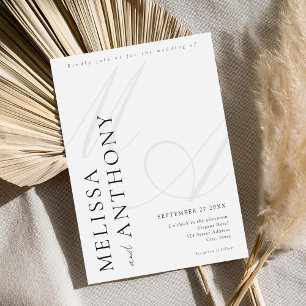 Invitación Moderno Boda Minimalista elegante negro y blanco