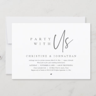 Invitación Moderno Boda Minimalista Elopement, Fiesta con nos