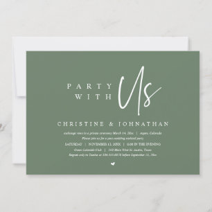 Invitación Moderno Boda Minimalista Elopement, Fiesta con nos