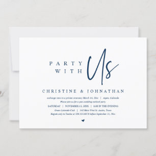 Invitación Moderno Boda Minimalista Elopement, Fiesta con nos