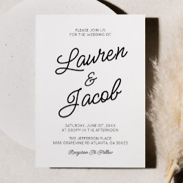 Invitación Moderno Boda Minimalista mínimo negro y blanco