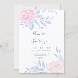 Invitación Moderno Boda Minimalista rosa rosa rosa azul rosa 