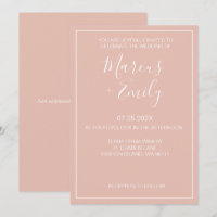 Moderno Boda Minimalista Rubor y blanco