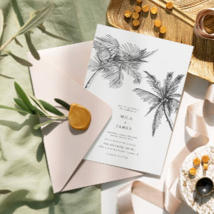 Invitación Moderno Boda Minimalista Tropical Elegante