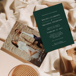 Invitación Moderno Boda Mínimo de Fotografía Verde Esmeralda 