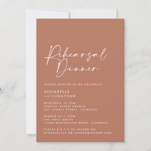Invitación Moderno Boda mínimo de terracota Ensayo Cena