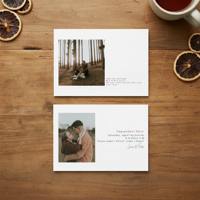 Invitación Moderno Boda Mínimo Sencillo De 2 Fotografías (Modern Minimal Simple 2-Photo Wedding Invitation.)