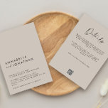 Invitación Moderno Boda minimo simple gris Detalles del códig<br><div class="desc">Moderna minimalista simple y elegante boda gris y negro,  detalles e invitación al código QR. Parte de una colección moderna.</div>