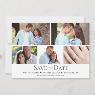 Invitación Moderno boda multifoto del Collage blanco negro