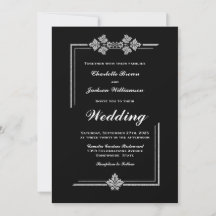 Moderno Boda negro de borde plateado
