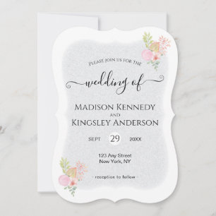 Invitación Moderno Boda Presupuestario De Flores Rosa