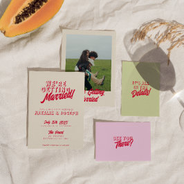 Invitación Moderno Boda Retro Audaz Funky Único