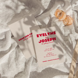 Invitación Moderno Boda Retro Audaz Funky Único