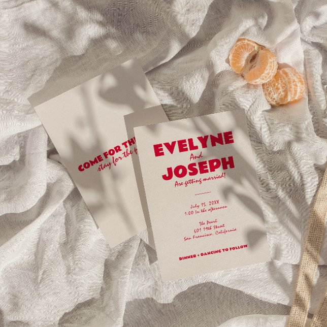 Invitación Moderno Boda Retro Audaz Funky Único (Subido por el creador)