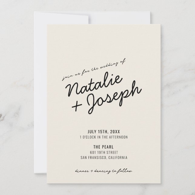 Invitación Moderno Boda Retro Fun Whimsical Script (Anverso)