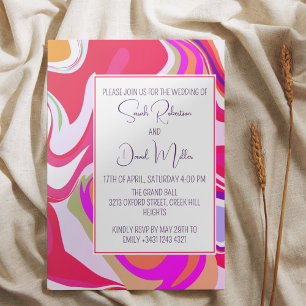 Invitación Moderno Boda rosa vibrante de Swirl Groovy