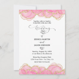 Invitación Moderno Boda rosa y dorado elegante