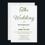 Invitación Moderno Boda Sage Verde y Blanco Simple<br><div class="desc">Invitación de matrimonio simple,  verde y blanco moderno</div>