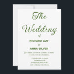 Invitación Moderno Boda Sage Verde y Blanco Simple<br><div class="desc">Invitación de matrimonio simple,  verde y blanco moderno</div>