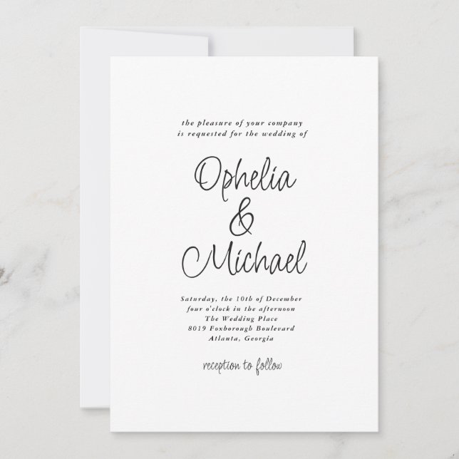Invitación Moderno Boda sencillo y sencillo (Anverso)