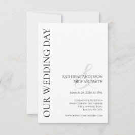 Invitación Moderno Boda simple en blanco y negro -