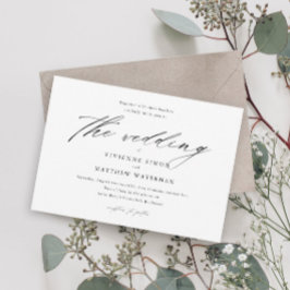 Invitación Moderno Boda simple en blanco y negro