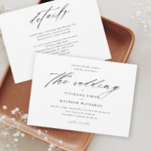 Moderno Boda simple en blanco y negro