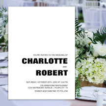 Moderno Boda simple en blanco y negro