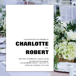 Invitación Moderno Boda simple en blanco y negro