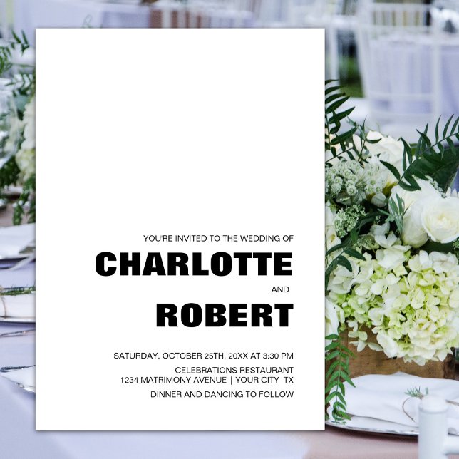 Invitación Moderno Boda simple en blanco y negro (Subido por el creador)