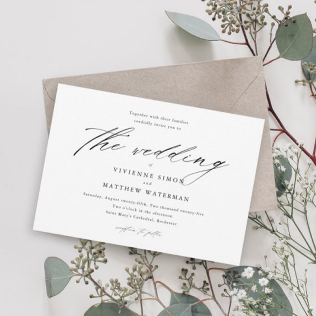 Invitación Moderno Boda simple en blanco y negro (Subido por el creador)
