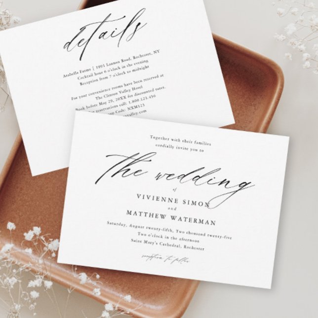 Invitación Moderno Boda simple en blanco y negro (Subido por el creador)