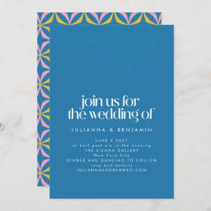 Invitación Moderno Boda simple geométrico azul colorido