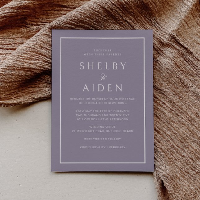 Invitación Moderno Boda sofisticado morado (Subido por el creador)
