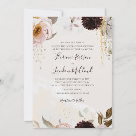 Invitación Moderno Boda tradicional de color de agua floral d