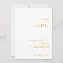 Invitación Moderno Boda tradicional de fuente de oro Minimali