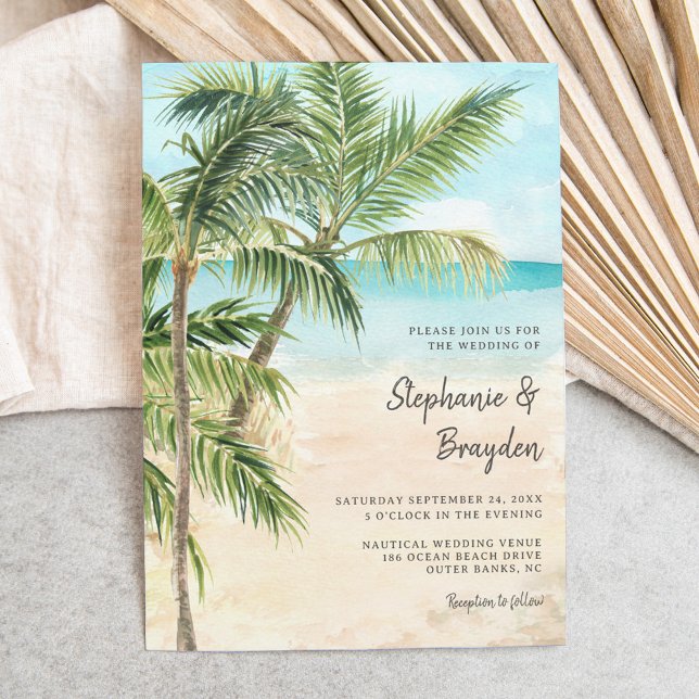 Invitación Moderno Boda Tropical Beach Palm Tree (Subido por el creador)