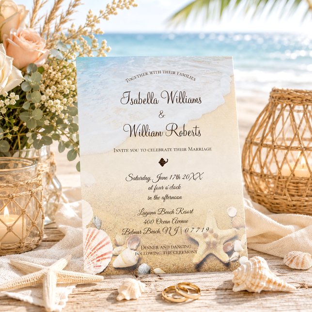 Invitación Moderno Boda Tropical Beach Starfish (Subido por el creador)