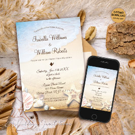 Invitación Moderno Boda Tropical Beach Starfish