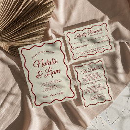 Invitación Moderno Boda único y audaz de marfil divertido ret